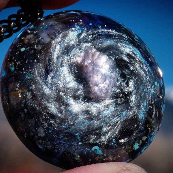 Heart of the Pleiades - Orgone Galaxy Pendant - Meditation Tool - Visionary Art - Sensory Toy - Collectable Poetry