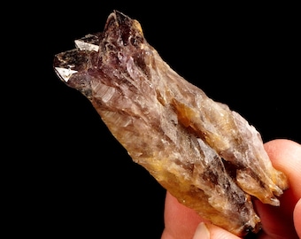希少な両終端熱水エッチング水晶、三方晶系レコードキーパー付き