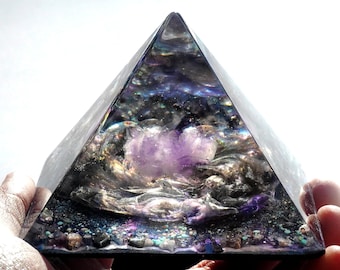 Heart of the Pleiades Orgonite Pyramid: Galaxy Vortex, Visionary Art, Sensory Toy