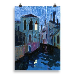 Night in Venice poster, Italian Travel wall art