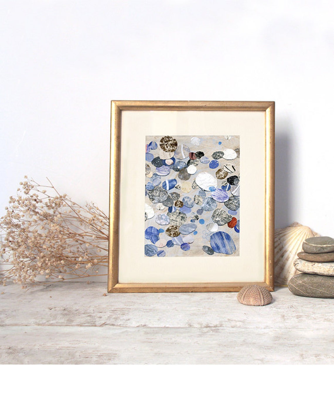 Purple brown and blue print Sea stone art Wall decor Stone Etsy