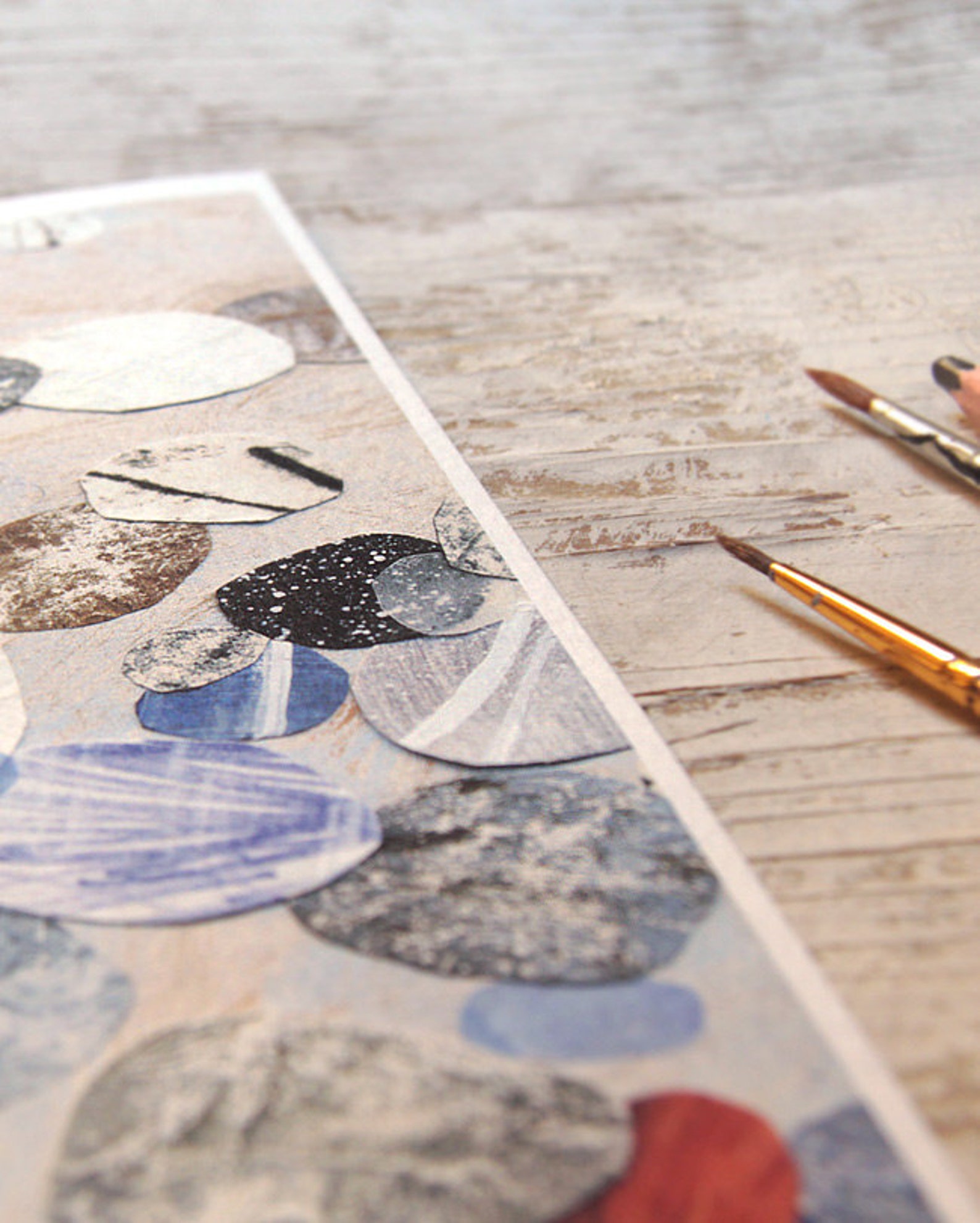 Purple brown and blue print Sea stone art Wall decor Stone Etsy