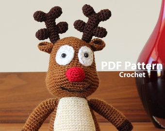 PATTERN: Reindeer amigurumi pattern . Crochet Christmas ornament . Crochet Pattern . Digital Download PDF