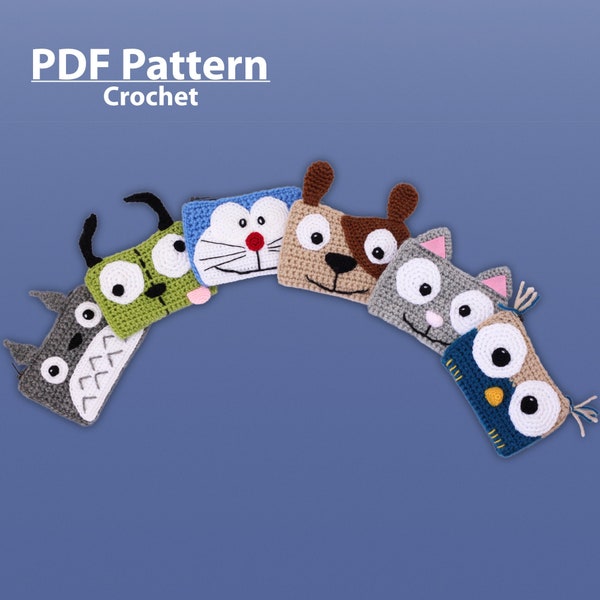 PATTERN: Crochet wallet pattern bundle includes animal purses and fun card holder patterns. Crochet step by step tutorials. Digital download