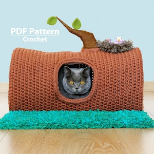 PATTERN: Pet crochet bed . Cat cave t-shirt yarn project .  Crochet Pattern Digital Download PDF