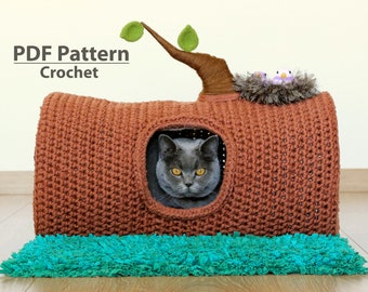 PATTERN: Pet crochet bed . Cat cave t-shirt yarn project .  Crochet Pattern Digital Download PDF