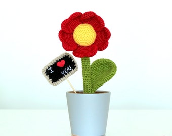 PATTERN: Heart Shaped Flower, amigurumi crochet flower, Gift Keepsake Amigurumi Crochet Pattern Digital Download PDF, 22 pages