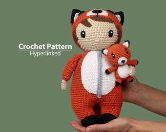 Pattern: Amigurumi fox soft toy, crochet plushie pattern for kids, amigurumi pdf animal tutorial