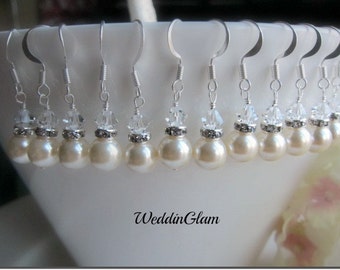 Ivory Bridesmaid Jewelry Ivory Crystal Jewelry Earrings Bridesmaid gift Flower Girl Earrings Jewelry Rhinestone jewelry wedding party gift