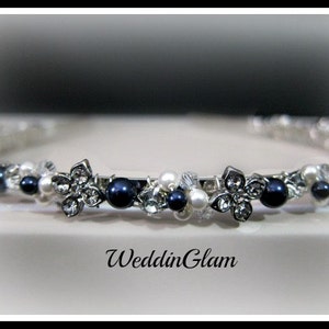 navy blue wedding hair accessories