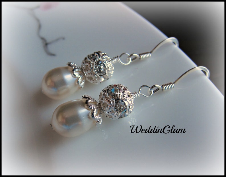 Bridal Jewelry Pearl Bridal Earrings Crystal Fireball and - Etsy