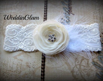 Wedding Garter, Bridal Garter, Wedding accessories, Bridal accessories, lace garter, vintage inspired garter, organza garter