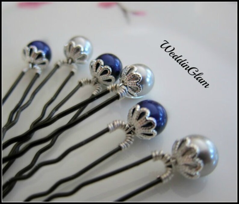 Something Blue Hair Pins Wedding Hair Accessories Bridesmaid Etsy