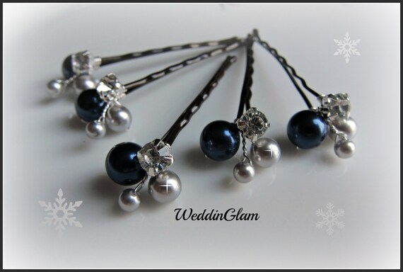 navy blue wedding hair accessories