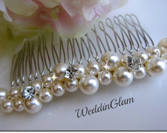 Bridal hair comb.Wedding hair comb. Pearl hair comb. Bridal hair accessories, Ivory color bridal comb. Bridal hair piece. Wedding headpiece