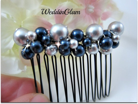 Pettine dei capelli accessori capelli sposa sposa blu marino | Etsy Italia