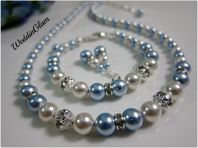 Wedding Bridesmaid Wedding Jewelry Set Beach Wedding Powder Blue