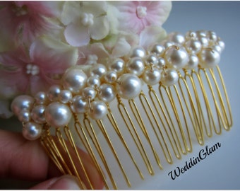 Bridal hair comb.Wedding hair comb. Pearl hair comb. Bridal hair accessories, Ivory color bridal comb. Bridal hair piece. Wedding headpiece