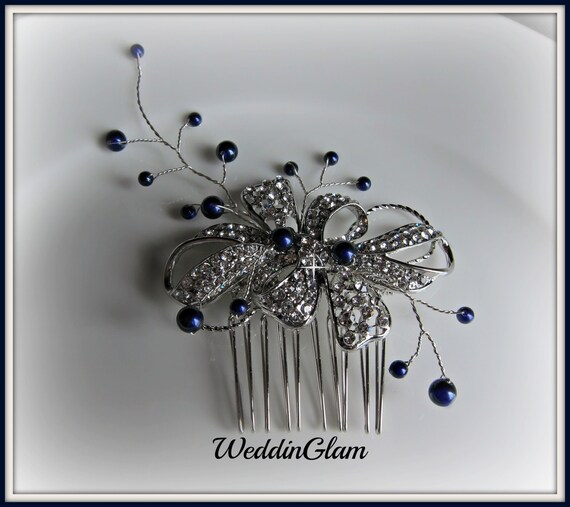 blue wedding hair accessories