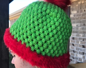 Handmade Grinch inspired crochet hat