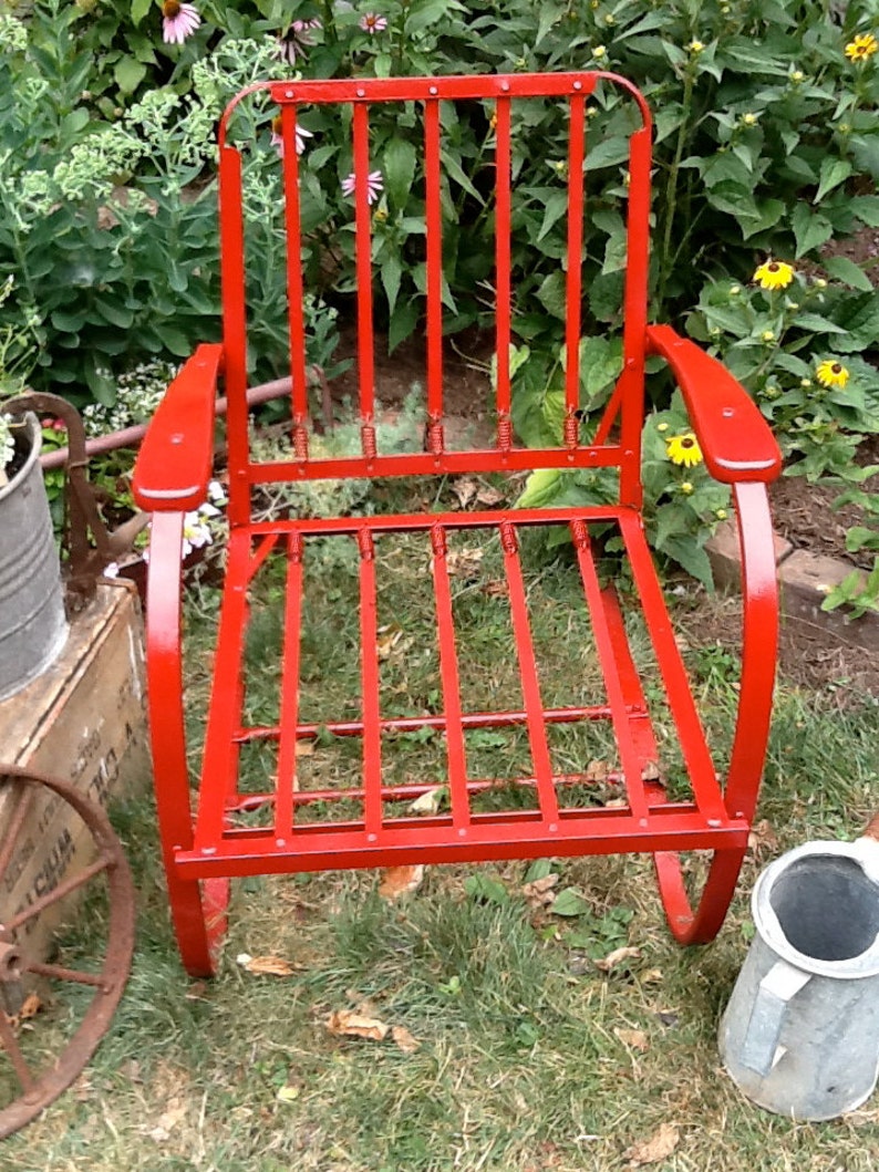 Vintage Chair Metal spring back Patio Recliner Etsy