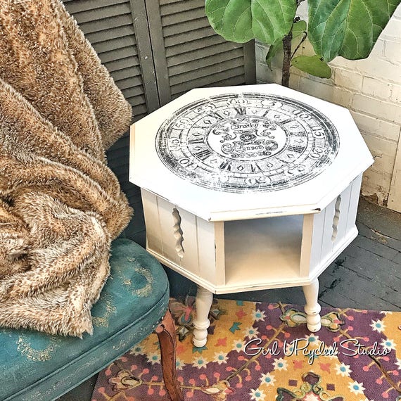 Side Table Shabby Chic Clock Table Coffee Table Boho Etsy