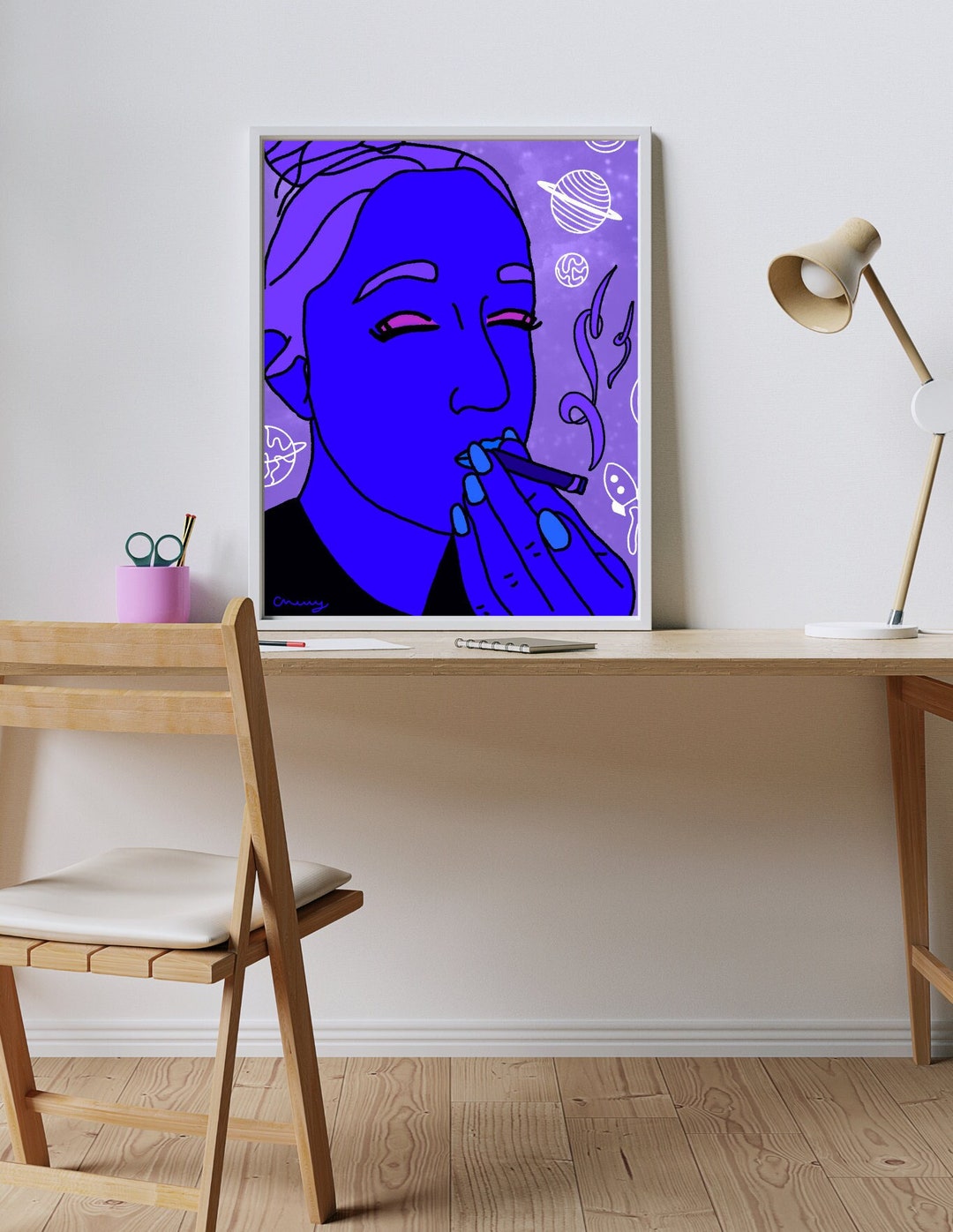 8x10 Print Physical Print Digital Artwork Smoking Female Artwork