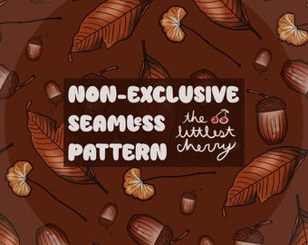 Seamless Autumn Leaves Acorns Pattern, Fall Thanksgiving Nature, PNG & JPEG (Digital Download)