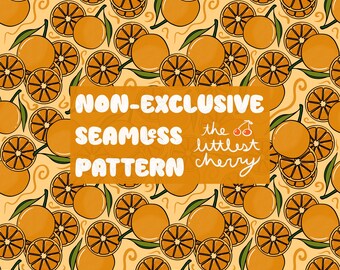 Seamless Fruit Pattern, Orange Summer, PNG & JPEG (Digital Download)