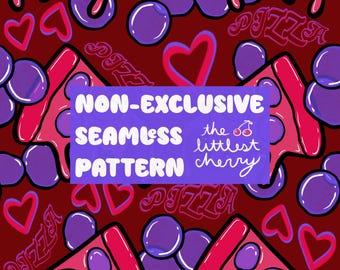 Seamless Pizza Pattern, Pepperoni Cheese, PNG & JPEG (Digital Download)