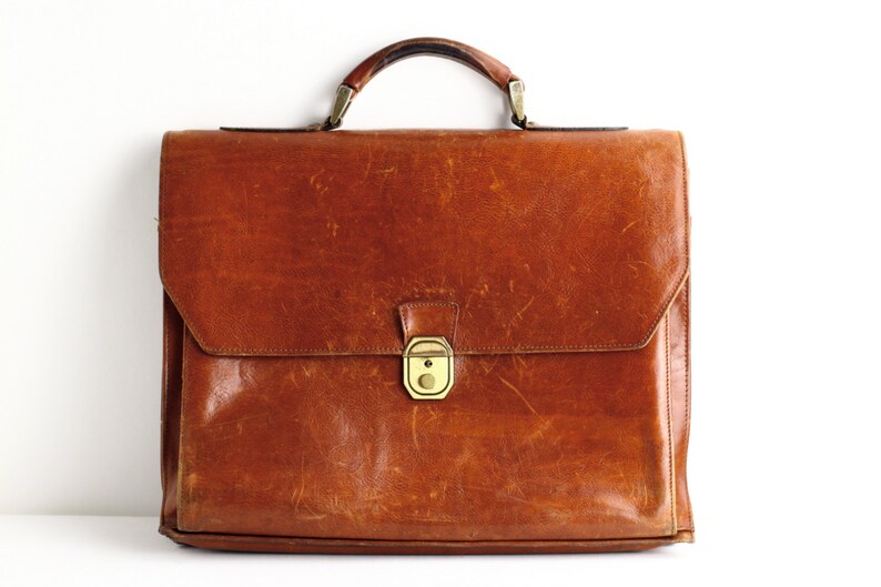 Vintage Leather Briefcase or School Bag Laptop Case | Etsy