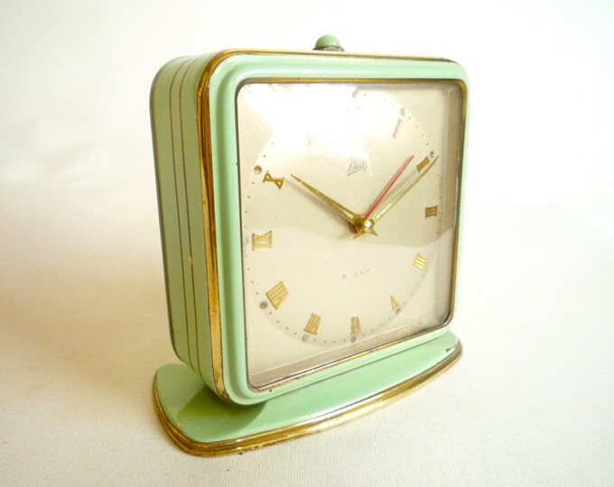 Mint Green Clock by Schatz Wind up Mechanical Clock Etsy