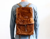 Reserved for Siyu Chan Vintage Backpack - Leather and Cowhide Rucksack