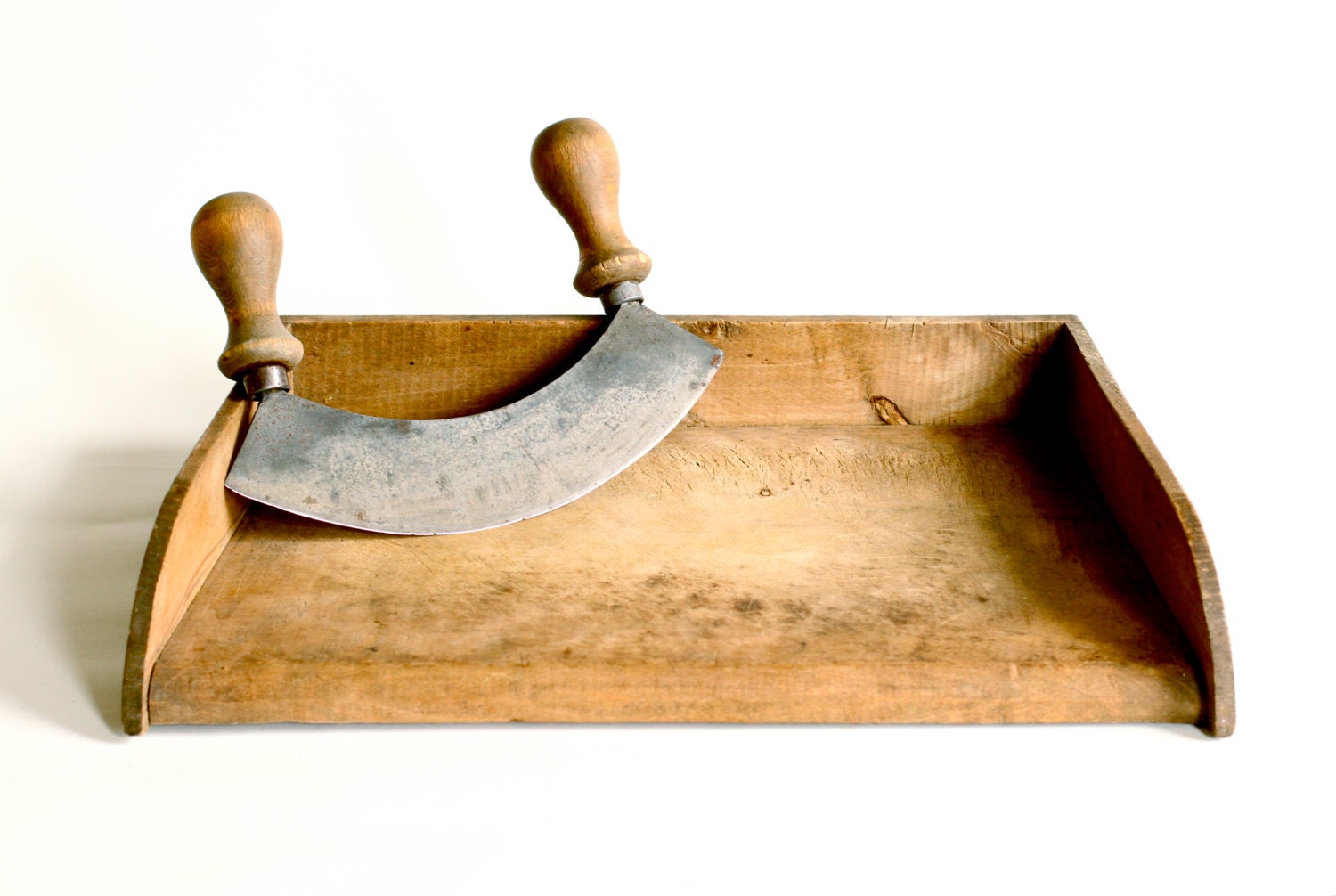 Antique French Cutting Board and Herb Chopper Rustic Kitchen Etsy