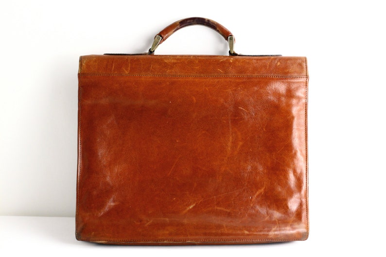 Vintage Leather Briefcase or School Bag Laptop Case Etsy