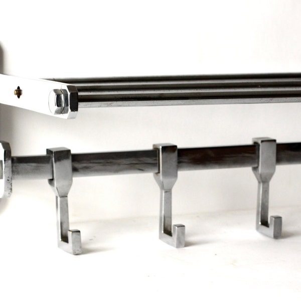 Vintage Art Deco Coat Rack with Shelf - Mid Century Modern Shelf