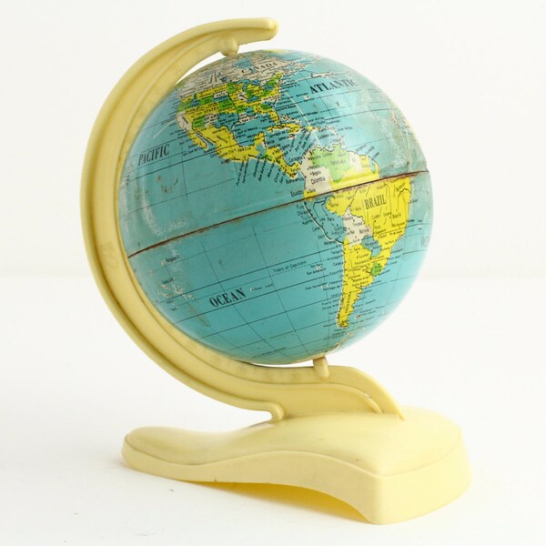 Small Vintage World Globe - Tin with Airline Routes