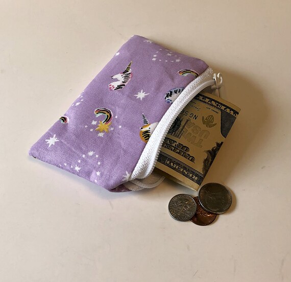 Buy Unicorn Coin Purse: Purple Rainbow Zipped Money Bag Online in