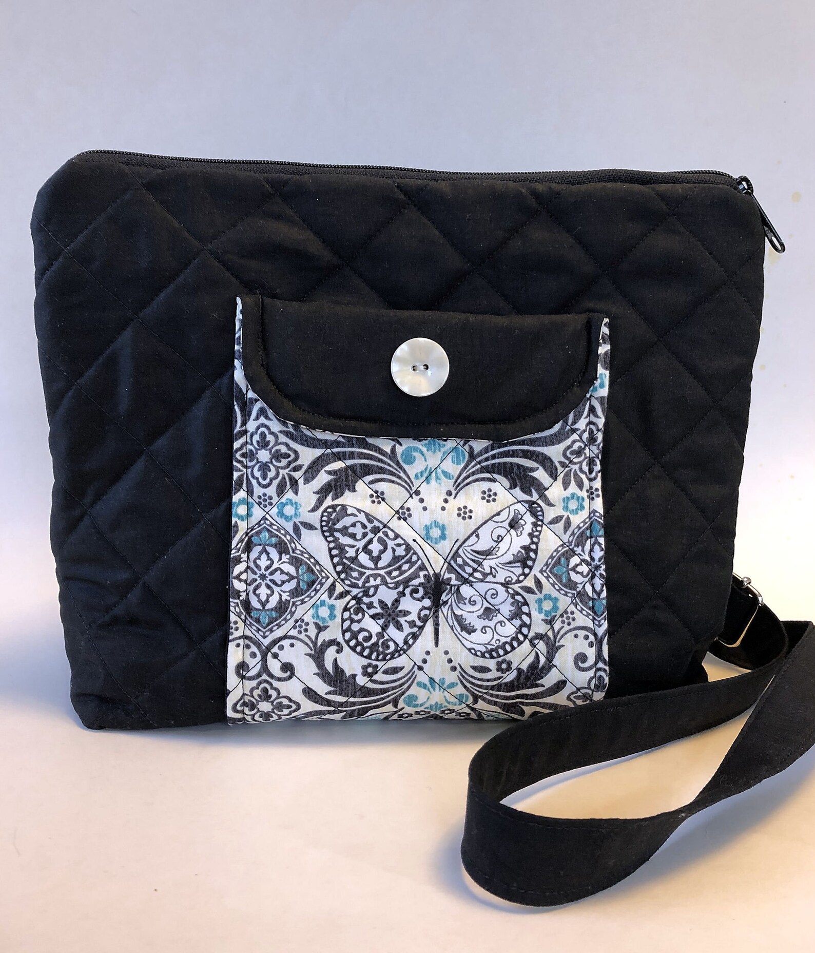 Crossbody Medium Bag Black Quilted Purse Quilted Black Bag Etsy