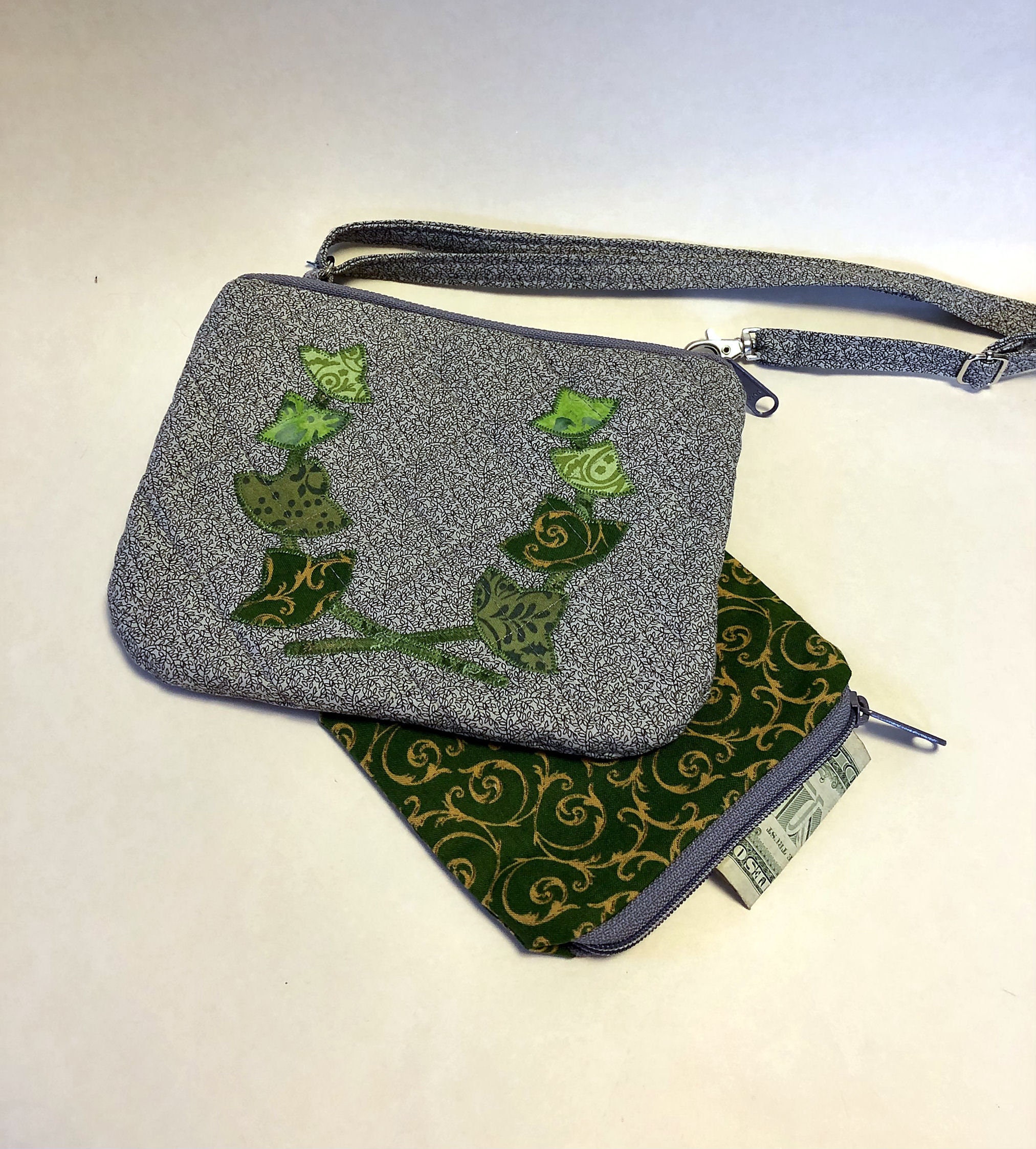 small gray crossbody purse