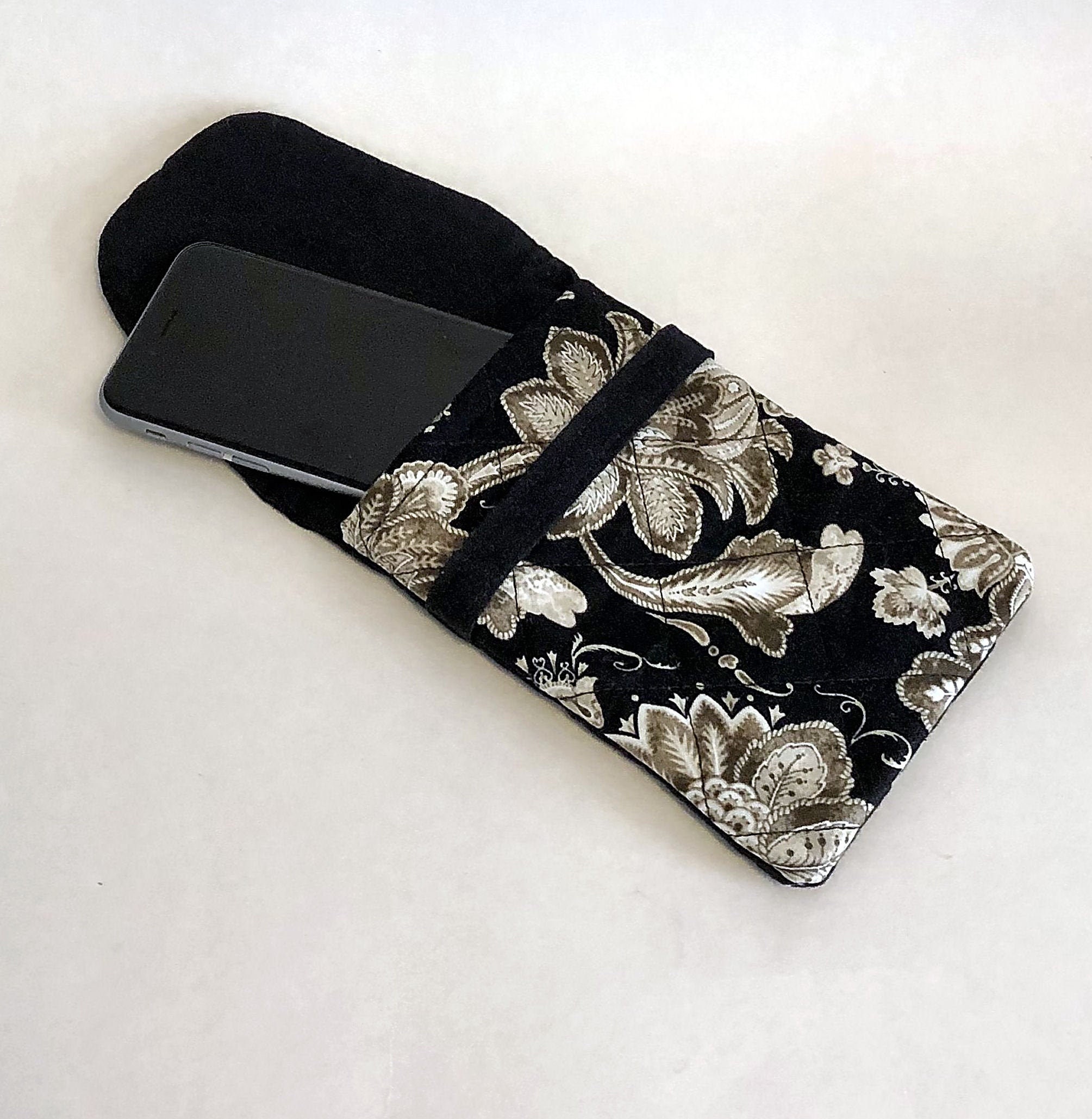 Quilted Phone Case Floral Fabric Case Tan Eyeglass Cover Etsy