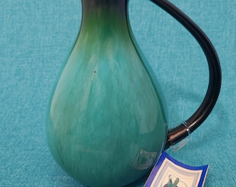 Blue Mountain Pottery teardrop pitcher green black glaze Collingwood Canada