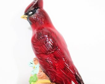 Northern Red Cardinal Winter Bird Figurine. LARGE 10 1/2