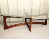 Adrian Pearsall Ribbon Coffee Table, Mid Century Boomerang glass top table. Free Pickup or SHIPPING ARRANGED by Buyer.