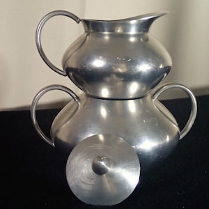 Mid Century Danish Modern Pewter Creamer and Sugar by Meeuws & Zoon Den Haag Holland