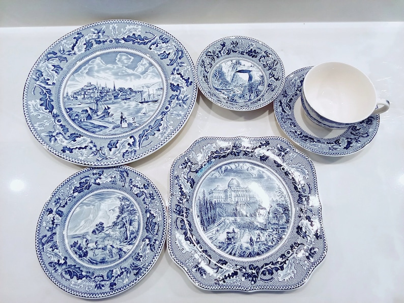 Johnson Brothers Historic America Blue and White Dinnerware Etsy