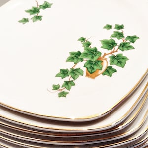 Set of 2 Paden City Greenbriar Ivy in Jug 22 kt gold rim, Square 7 1/4&quot; Salad plates. Multiple sets available. We combine shipping