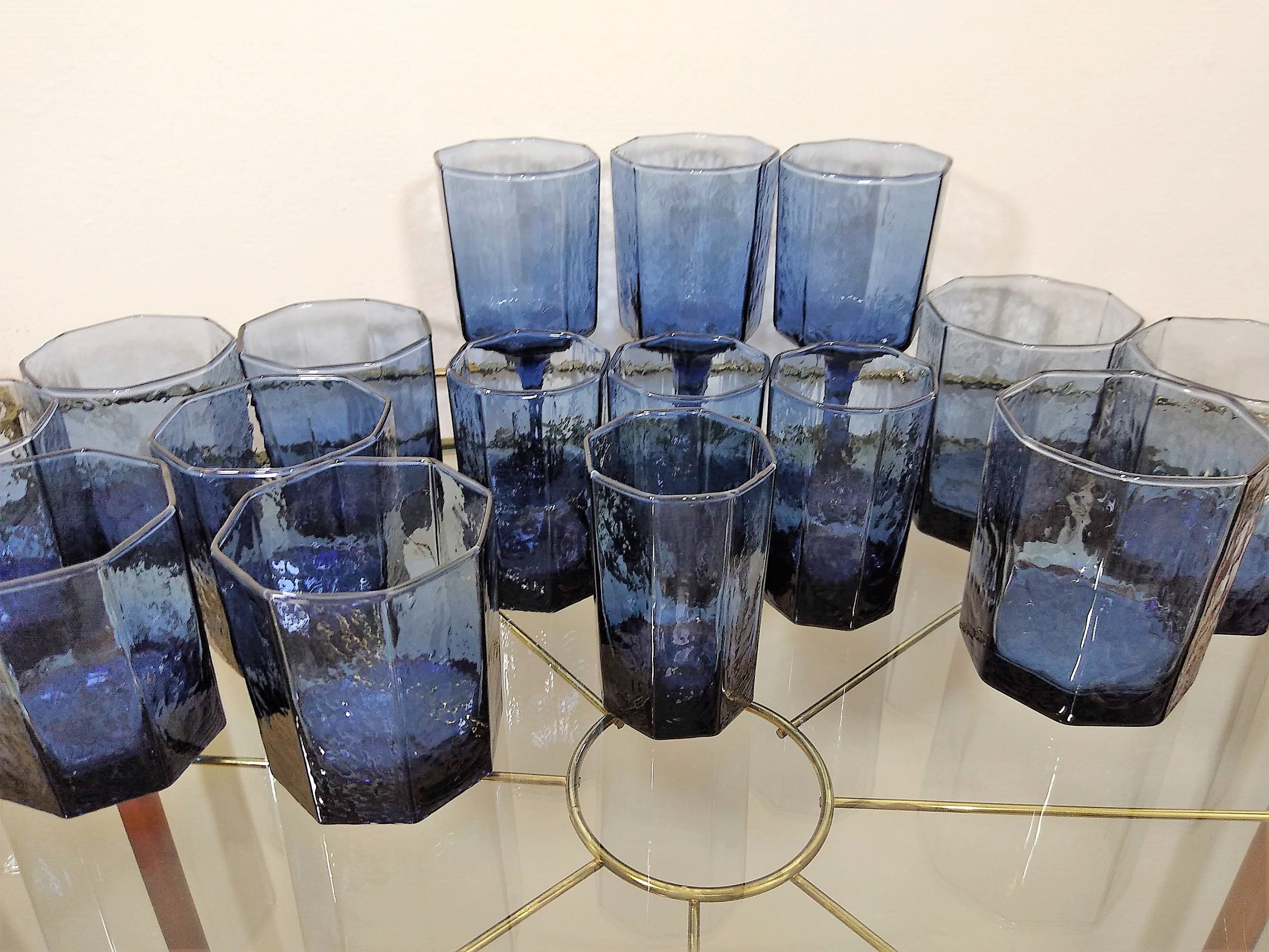 Libbey Cobalt Flare Tumbler Glasses, Set of 8