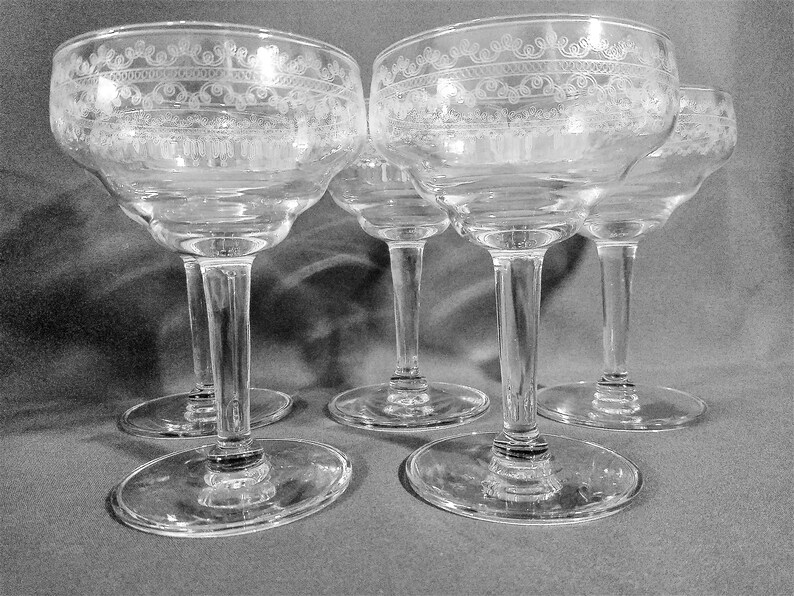 Antique Etched Depression Glass Bulge Ringed Glassware. Choose Etsy