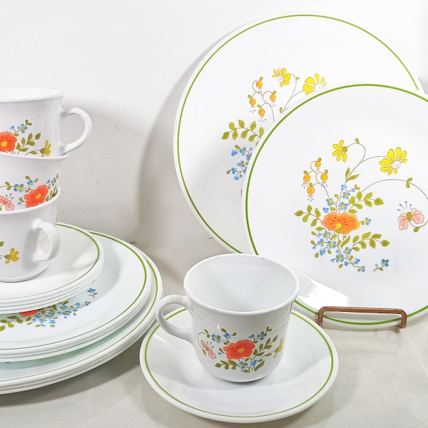 Corning Corelle Wildflower coffee cups, dinner plates, or salad plates. Sold in Place settings and sets.